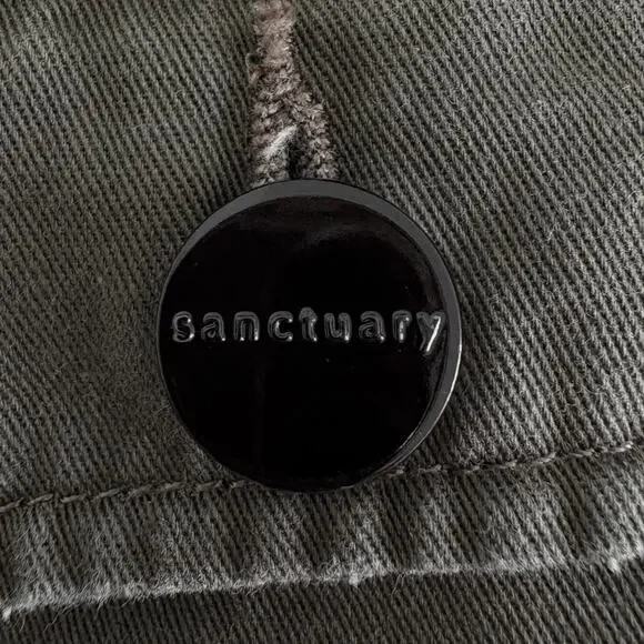 Sanctuary Denim Military Jacket Womens XS Embroidery Edgy Outdoor Utility Army - Picture 4 of 8